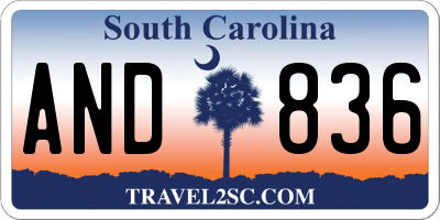SC license plate AND836