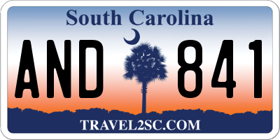 SC license plate AND841