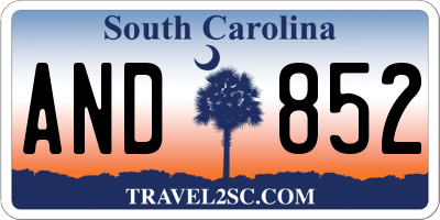 SC license plate AND852