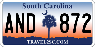 SC license plate AND872