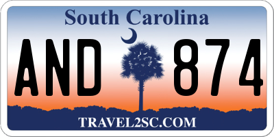 SC license plate AND874