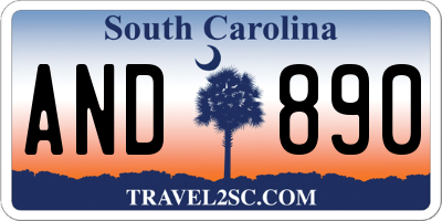 SC license plate AND890