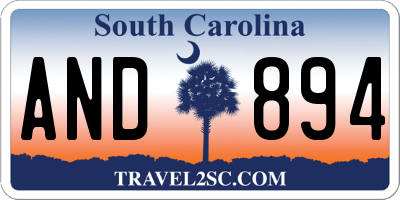 SC license plate AND894