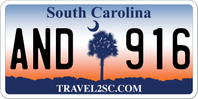 SC license plate AND916