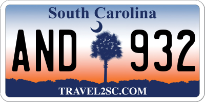 SC license plate AND932