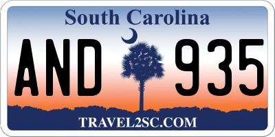 SC license plate AND935