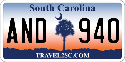 SC license plate AND940