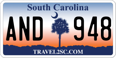 SC license plate AND948