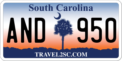 SC license plate AND950