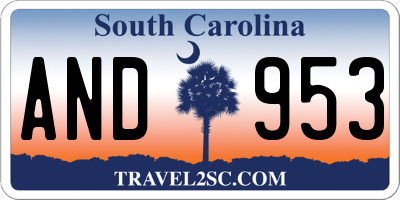 SC license plate AND953