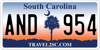 SC license plate AND954