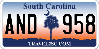 SC license plate AND958