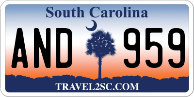 SC license plate AND959