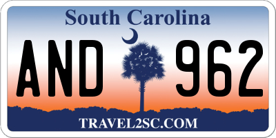 SC license plate AND962