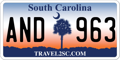 SC license plate AND963