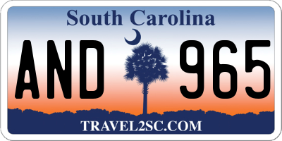 SC license plate AND965