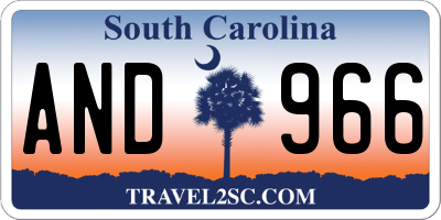 SC license plate AND966