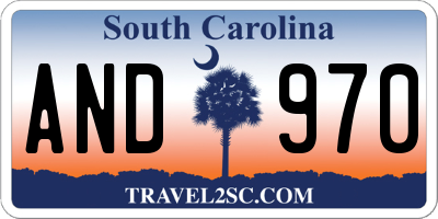 SC license plate AND970