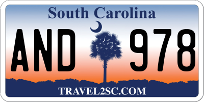 SC license plate AND978
