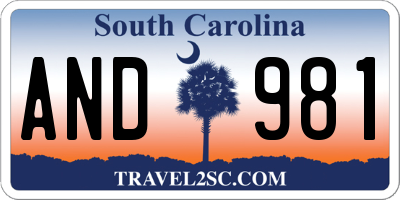 SC license plate AND981
