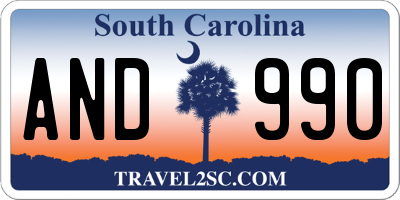 SC license plate AND990
