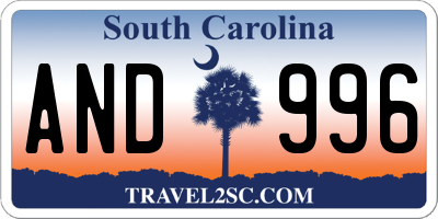 SC license plate AND996