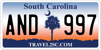 SC license plate AND997
