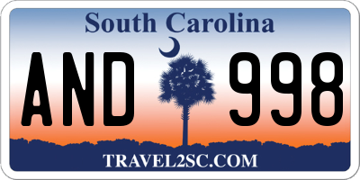 SC license plate AND998