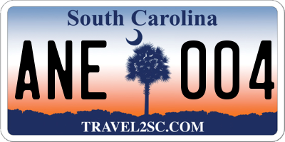 SC license plate ANE004