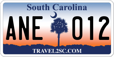 SC license plate ANE012