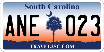 SC license plate ANE023