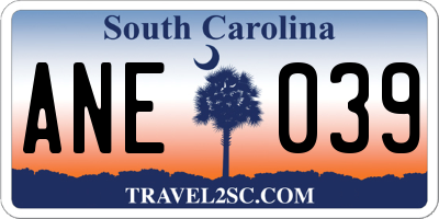 SC license plate ANE039