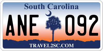 SC license plate ANE092
