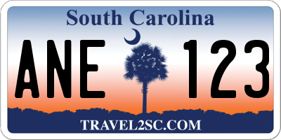 SC license plate ANE123