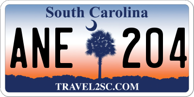 SC license plate ANE204
