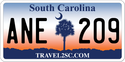 SC license plate ANE209