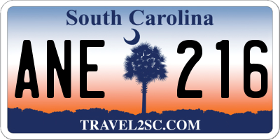 SC license plate ANE216