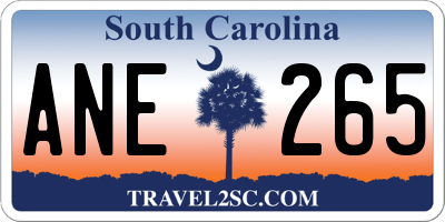 SC license plate ANE265