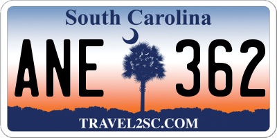 SC license plate ANE362