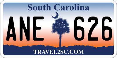 SC license plate ANE626