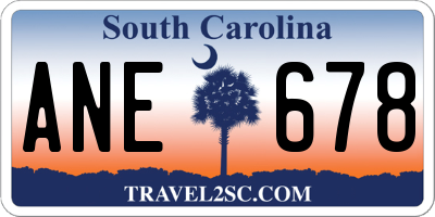 SC license plate ANE678