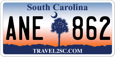 SC license plate ANE862