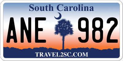 SC license plate ANE982