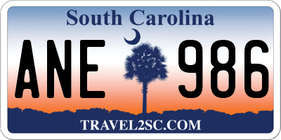 SC license plate ANE986