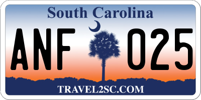 SC license plate ANF025