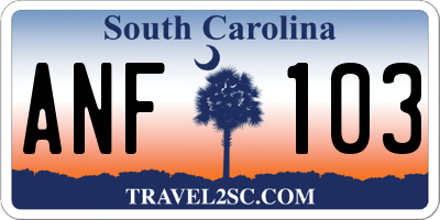 SC license plate ANF103