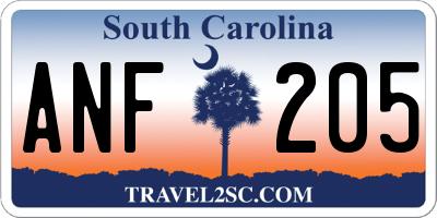 SC license plate ANF205