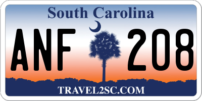 SC license plate ANF208