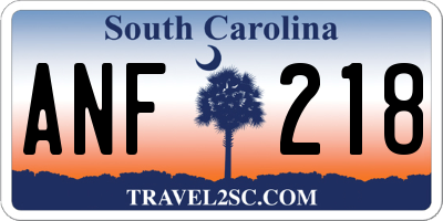 SC license plate ANF218