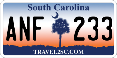 SC license plate ANF233
